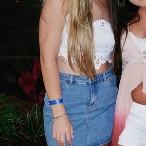 Forever 21 crochet crop top with lace up back